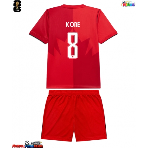 Camiseta Canadá Ismael Kone #8 Primera Equipación Replica Mundial 2026 para niños mangas cortas (+ Pantalones cortos)